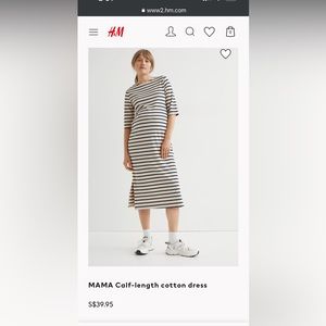 H&M maternity calf length striped dress